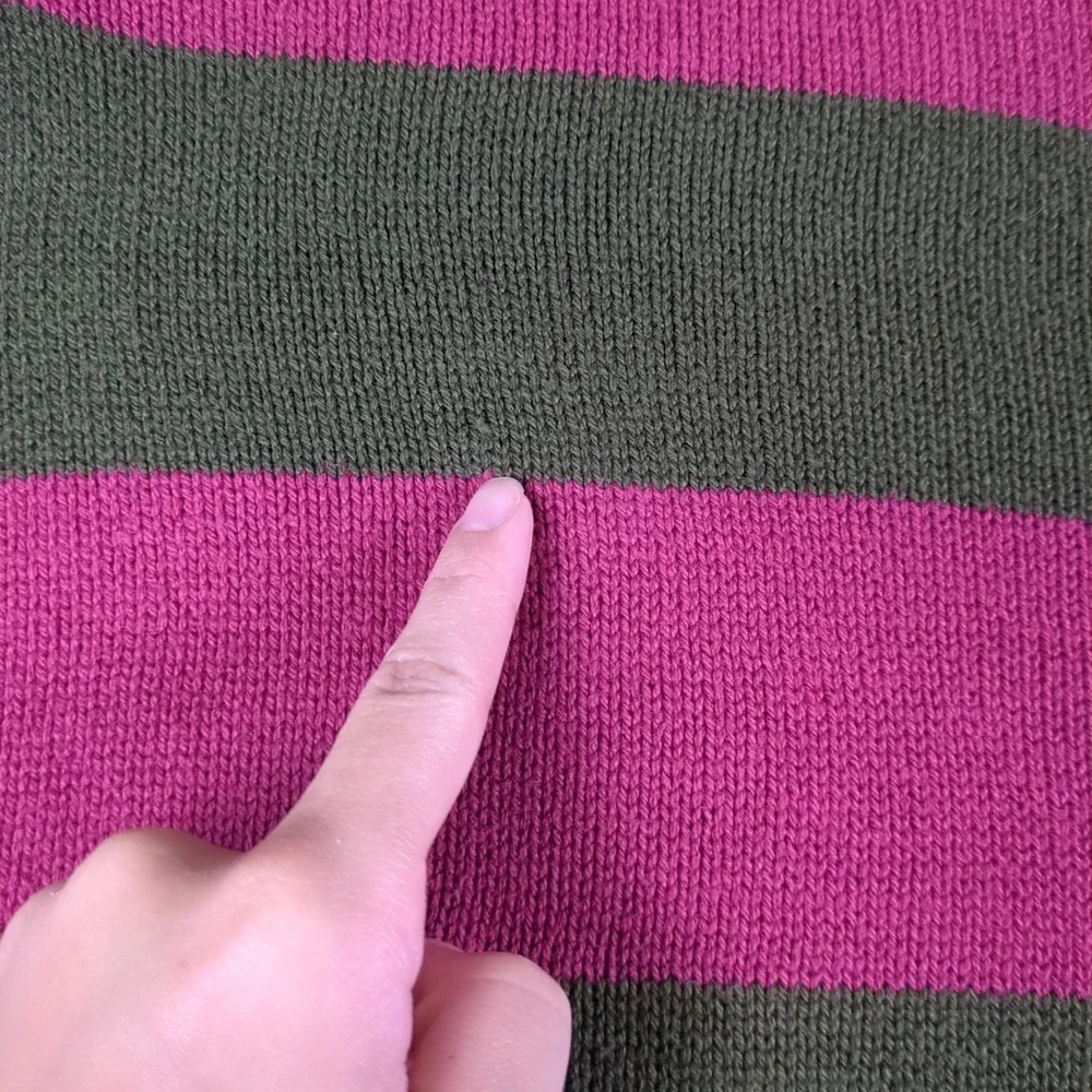 A Nightmare on Elm Street Sweater Mens Medium Red Green Stripe Pullover Crewneck